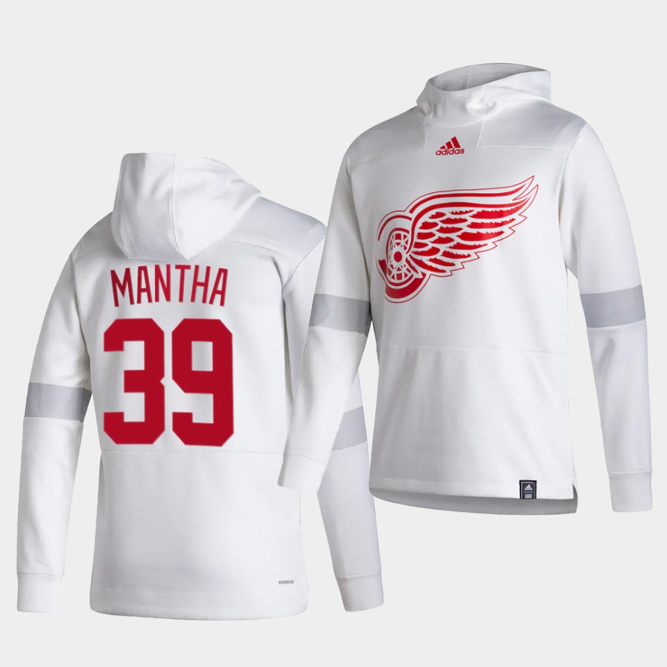 Men Detroit Red Wings #39 Mantha White NHL 2021 Adidas Pullover Hoodie Jersey